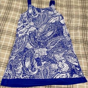 Stylish Blue and White Paisley Short Dress